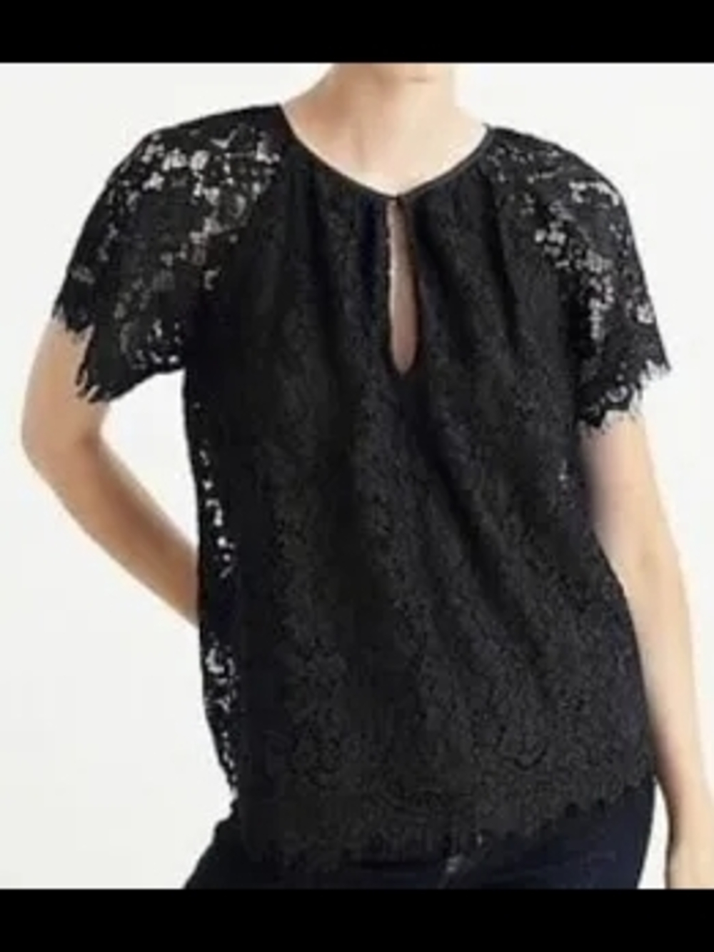 J. Crew Black Lace Short Sleeve Top